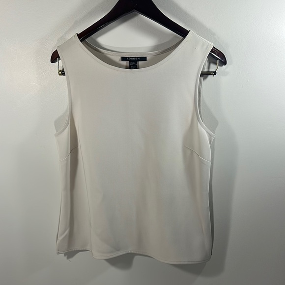 Louben Cream Tank Top with Scoop Neck and Relaxed Fit Size 10 - Picture 1 of 6